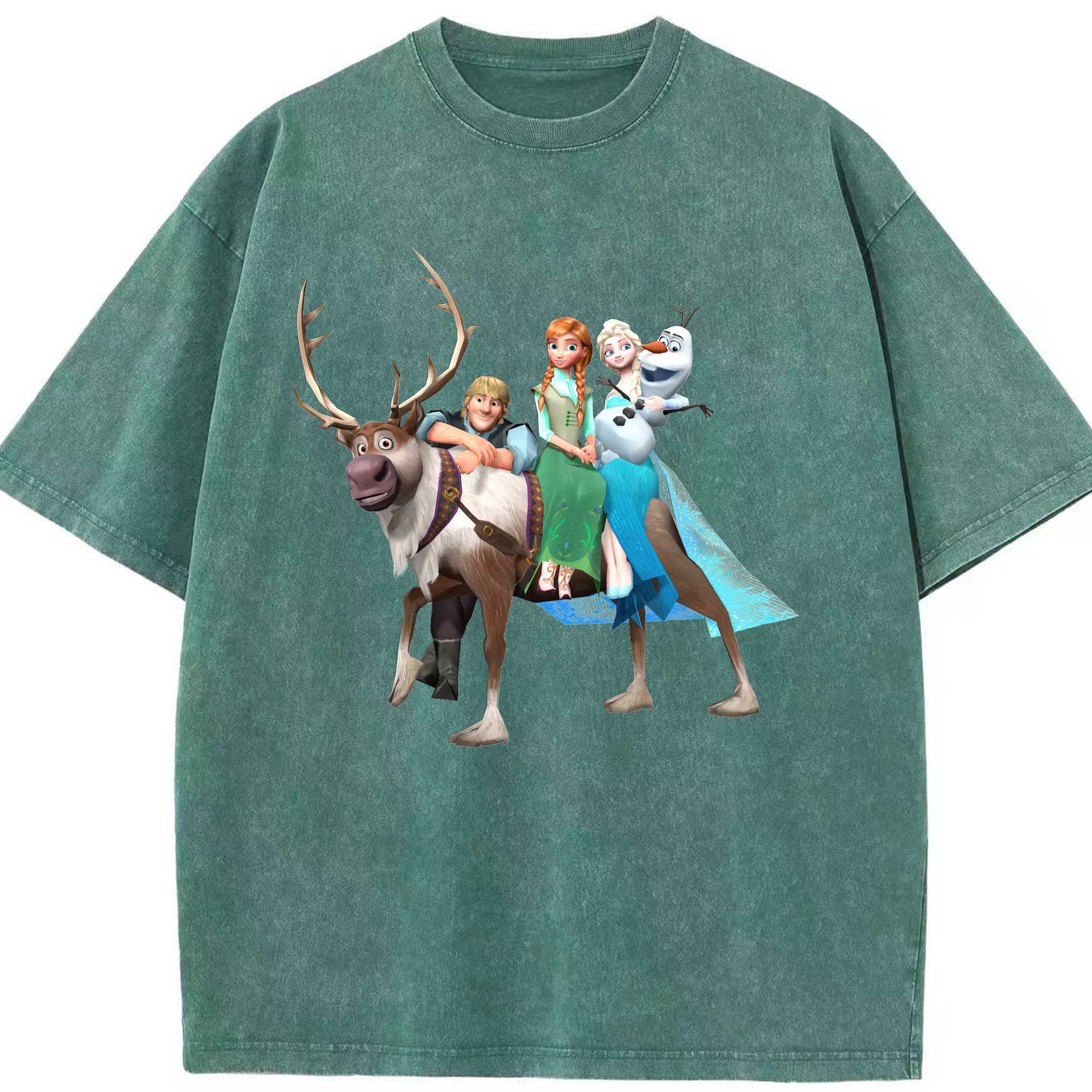 （画像用） アナと雪の女王 アンナ エルサ Frozen Anna Elsa 綿100% ヴィンテージ風 半袖Tシャツ（フロントプリント）